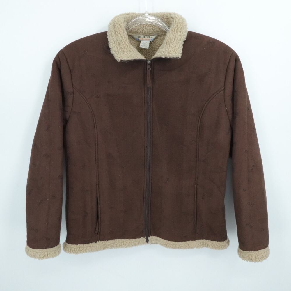 10000 ft‎ Above Sea Level Jacket Womens Large Brown Sherpa Embroidered Gorpcore